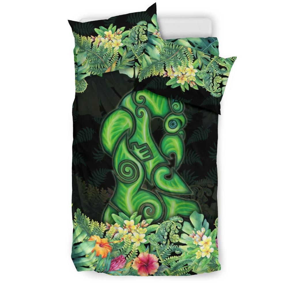 maori-manaia-bedding-set-tropical-koru-fern-with-plumeria-hibiscus