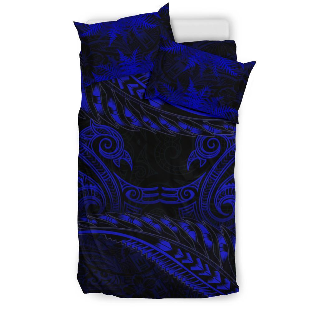 new-zealand-bedding-set-blue-manaia-maori-silver-fern-duvet-cover