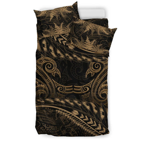 new-zealand-bedding-set-gold-manaia-maori-silver-fern-duvet-cover