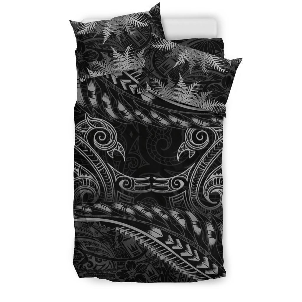 new-zealand-bedding-set-gray-manaia-maori-silver-fern-duvet-cover
