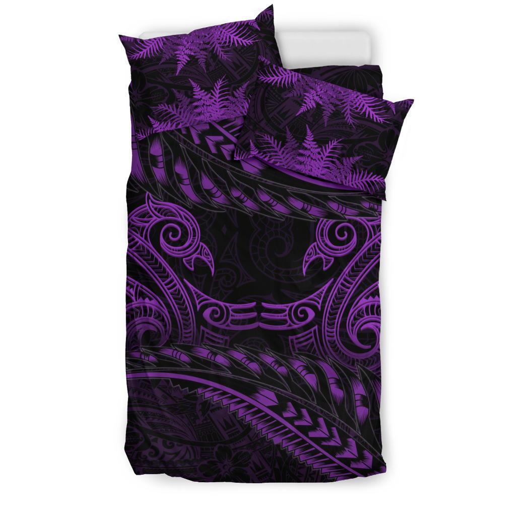 new-zealand-bedding-set-purple-manaia-maori-silver-fern-duvet-cover