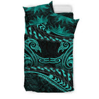 new-zealand-bedding-set-turquoise-manaia-maori-silver-fern-duvet-cover