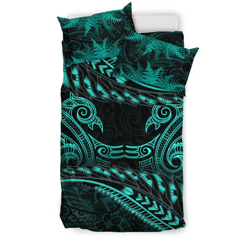 new-zealand-bedding-set-turquoise-manaia-maori-silver-fern-duvet-cover