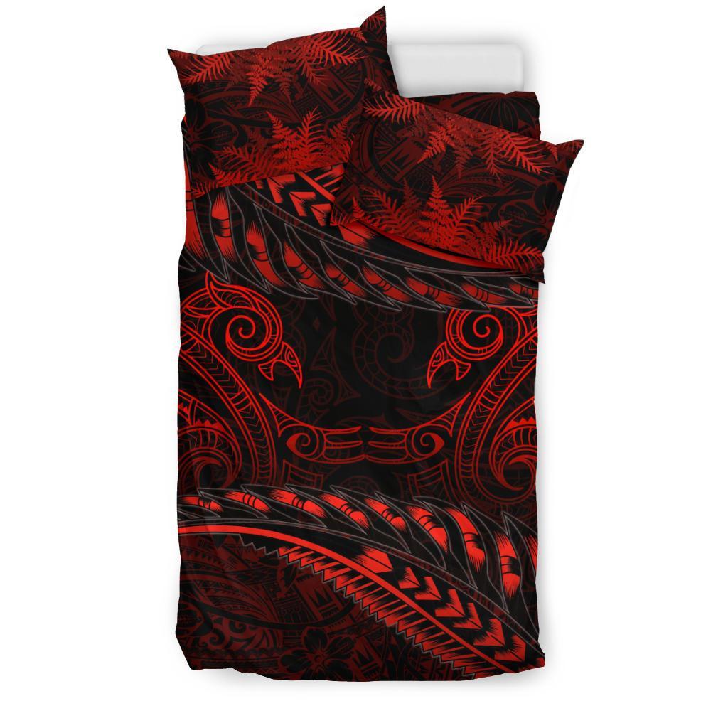 aotearoa-bedding-set-red-maori-manaia-with-silver-fern