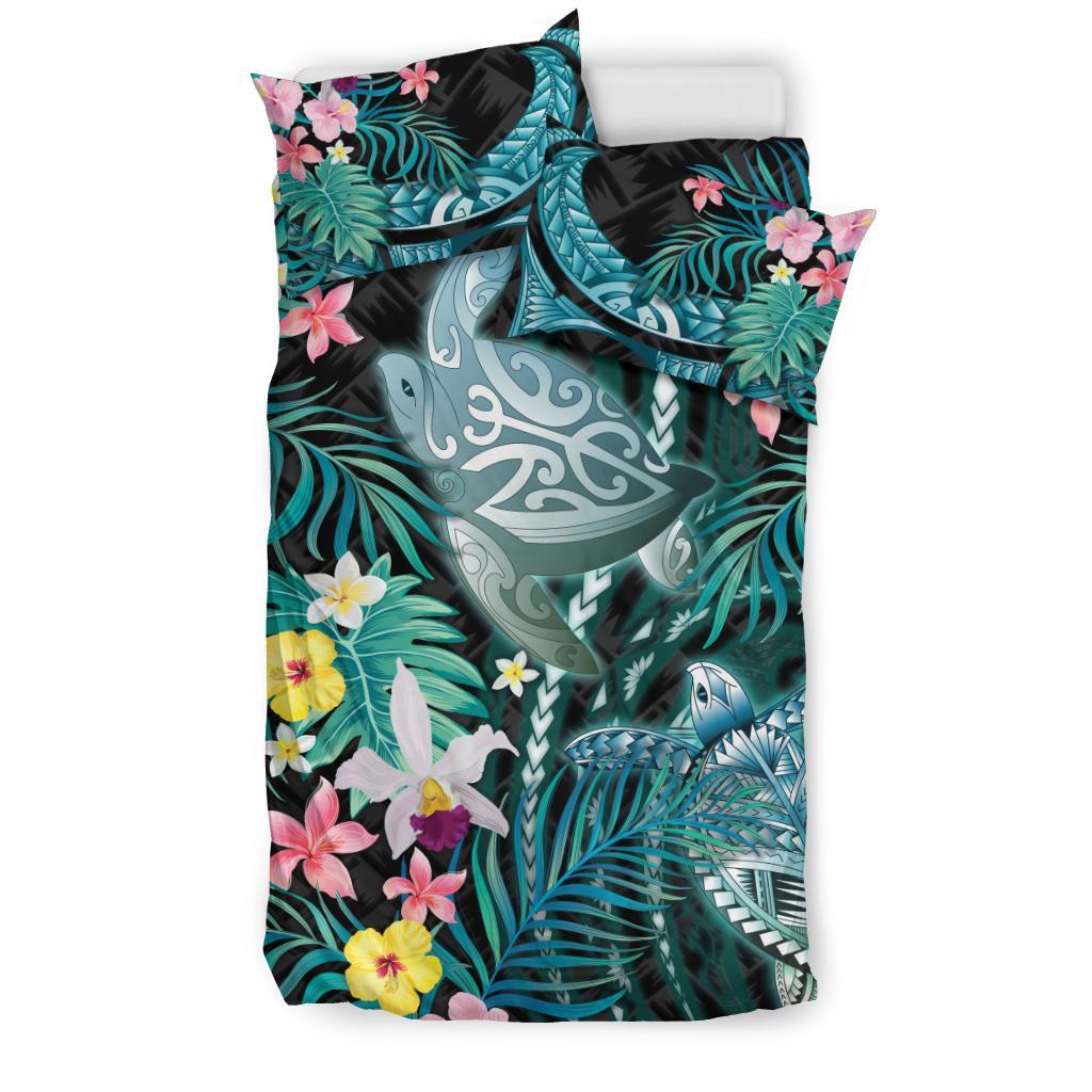 turtles-love-bedding-set-hibiscus-with-palm-leaves