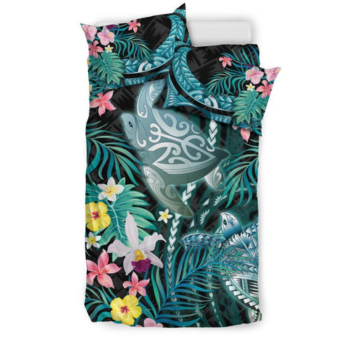 turtles-love-bedding-set-hibiscus-with-palm-leaves