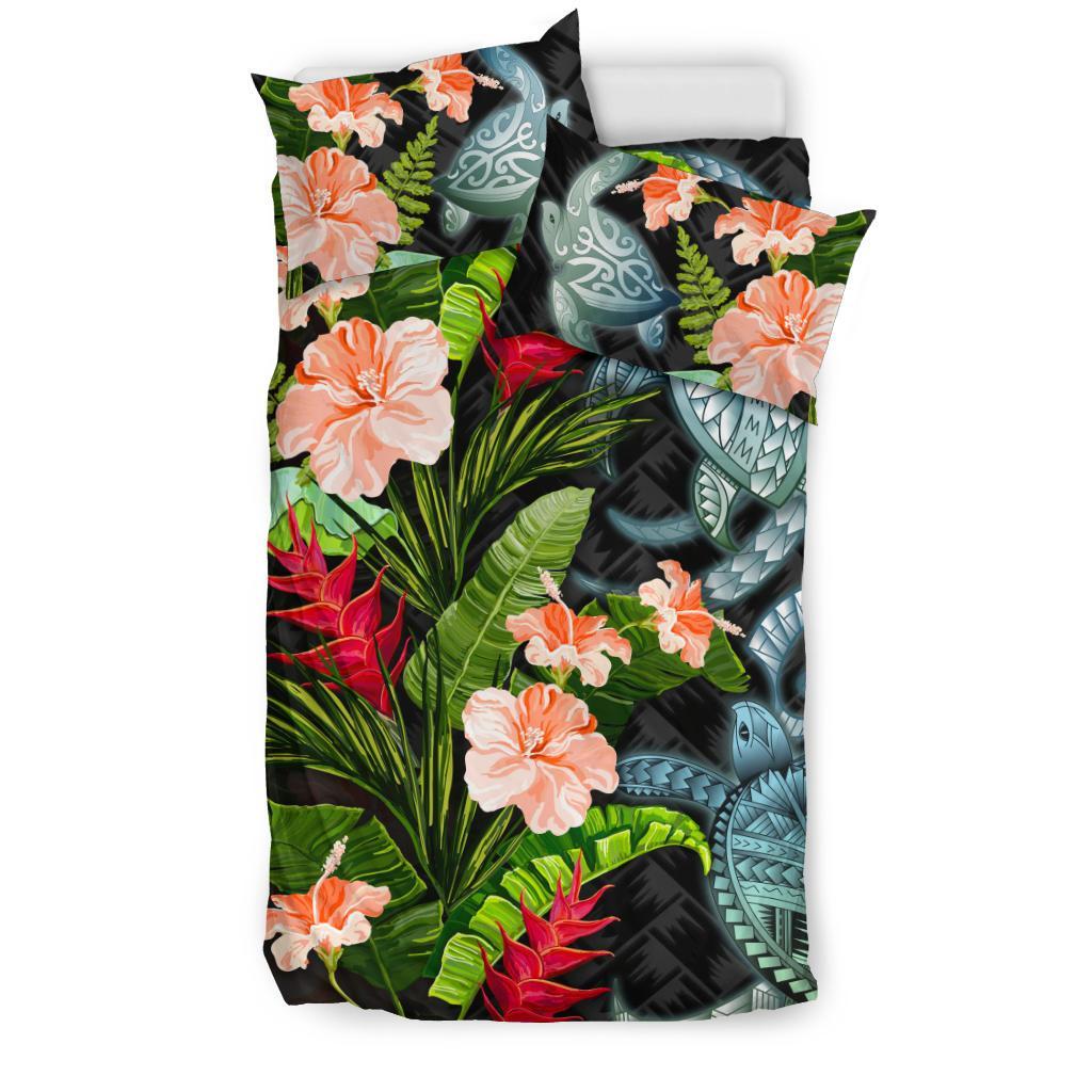 turtle-bedding-set-palm-leaves-mix-hibiscus