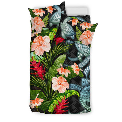 turtle-bedding-set-palm-leaves-mix-hibiscus