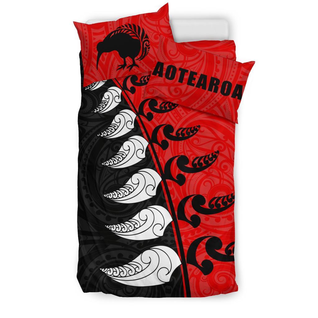 new-zealand-aotearoa-koru-fern-kiwi-bedding-set-red