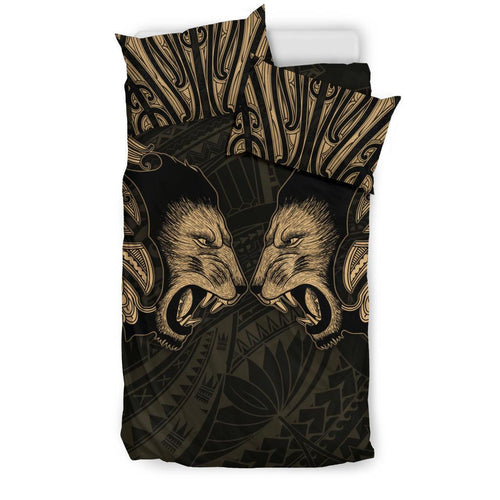 double-lion-maori-tattoo-bedding-set-new-zealand-gold