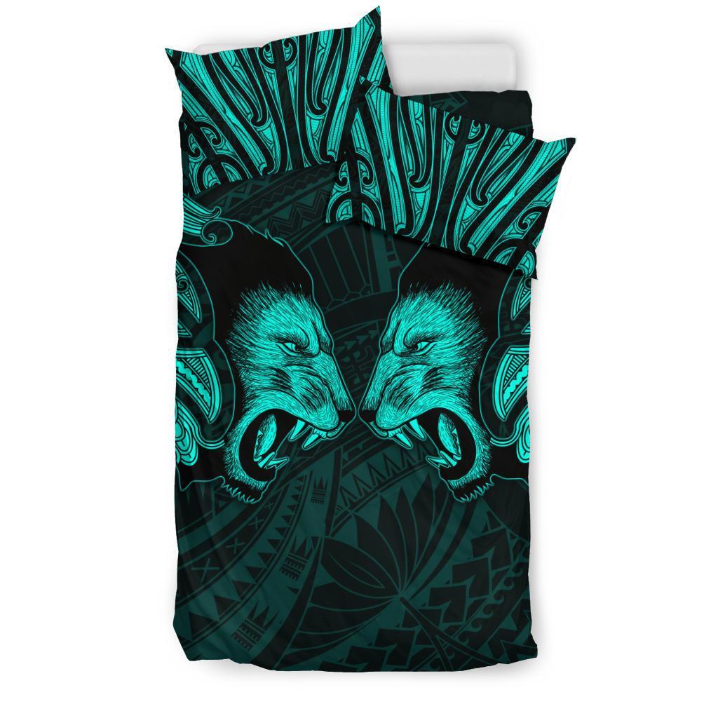 double-lion-maori-tattoo-bedding-set-new-zealand-turquoise