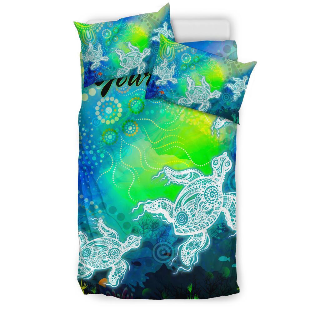 custom-text-aboriginal-bedding-set-indigenous-turtle-ocean-dot-painting-art