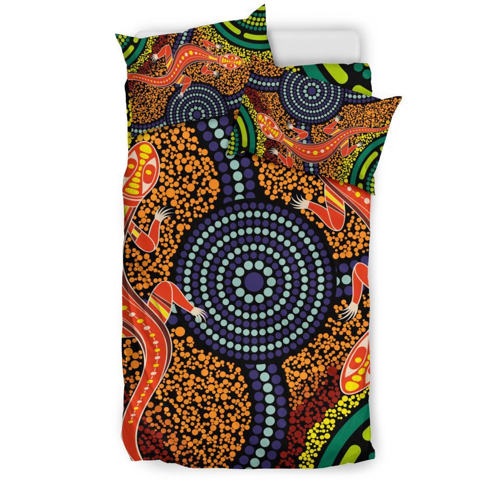 1st-australia-bedding-set-aboriginal-two-lizards-dot-painting-circle