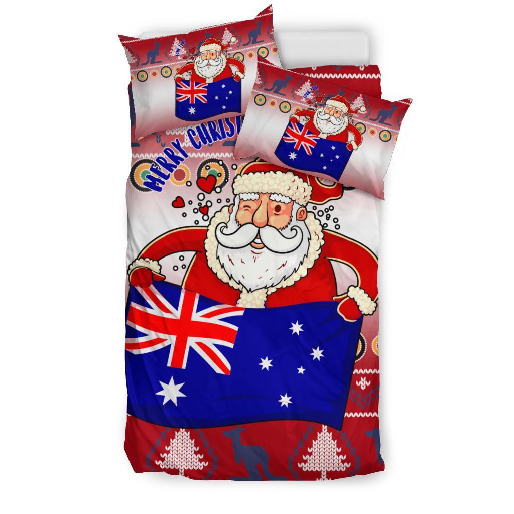christmas-personalised-bedding-set-australia-santa-claus-hold-the-flag-red