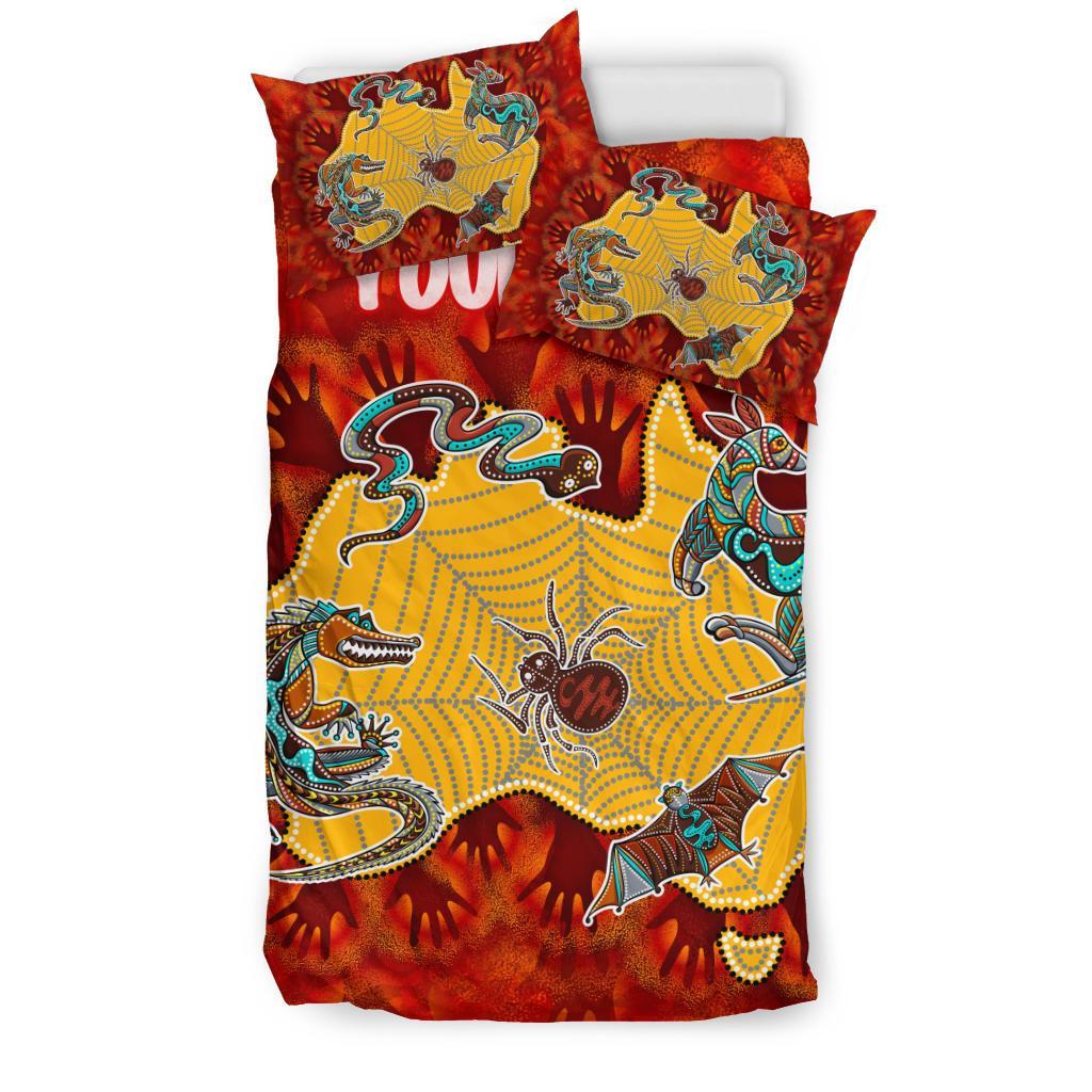 custom-aboriginal-bedding-set-australia-map-hand-patterns-spider-web