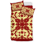 turtle-with-hibiscus-royal-red-bedding-set-palm-leaf