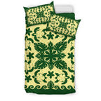 turtle-with-hibiscus-royal-green-bedding-set-palm-leaf
