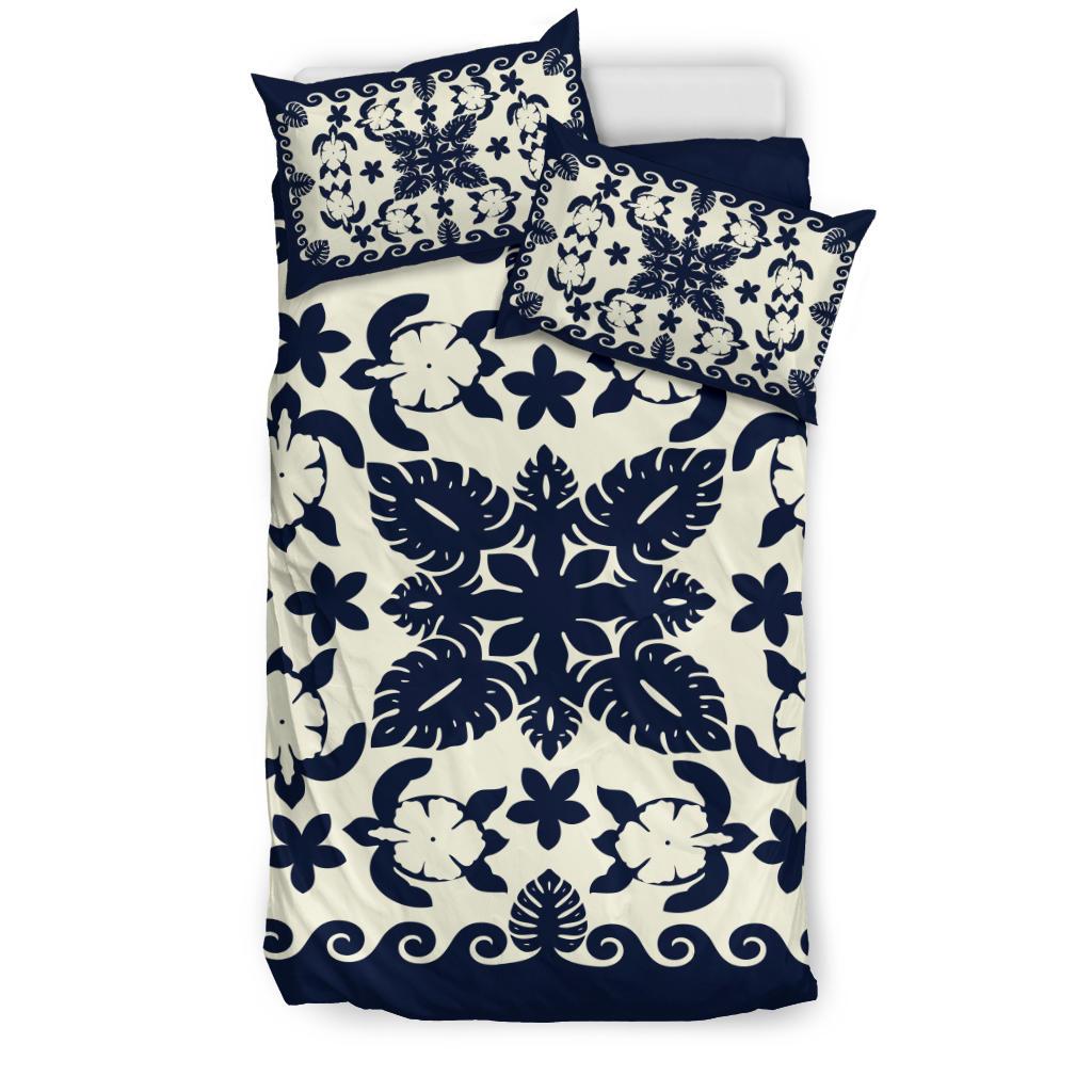 turtle-with-hibiscus-royal-navy-bedding-set-palm-leaf