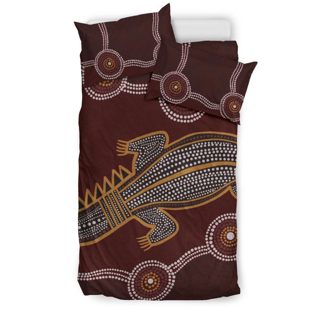 aboriginal-bedding-set-indigenous-crocodile-brown-color