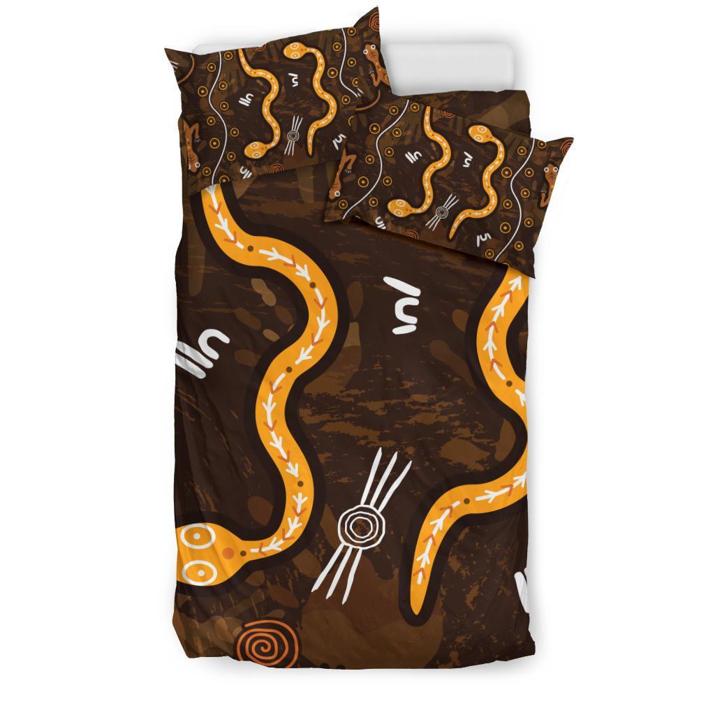 aboriginal-bedding-set-indigenous-snake-hand-brown-color