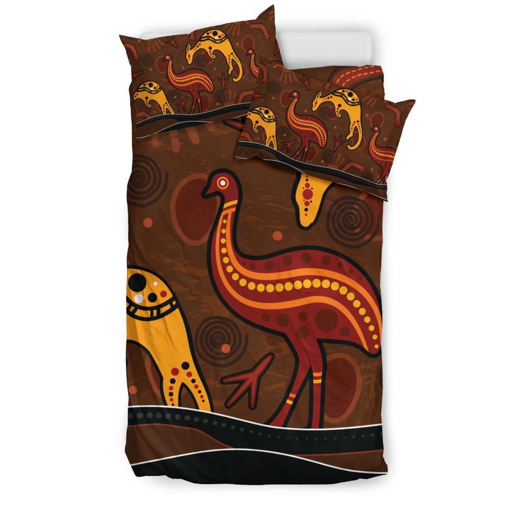 aboriginal-bedding-set-indigenous-kangaroo-and-emu-brown-color
