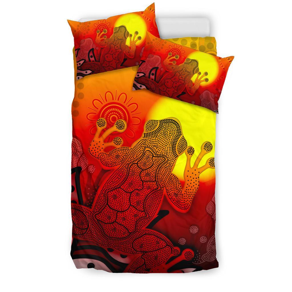 aboriginal-bedding-set-indigenous-frog-red