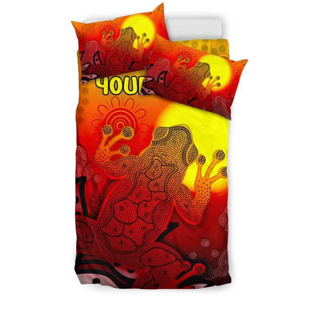 customaboriginal-bedding-set-indigenous-frog-red