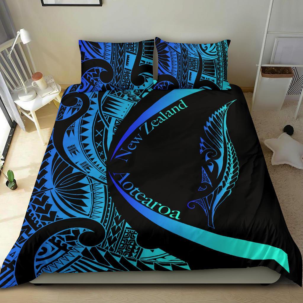 new-zealand-silver-fern-bedding-set-maori-tattoo-circle-style-blue