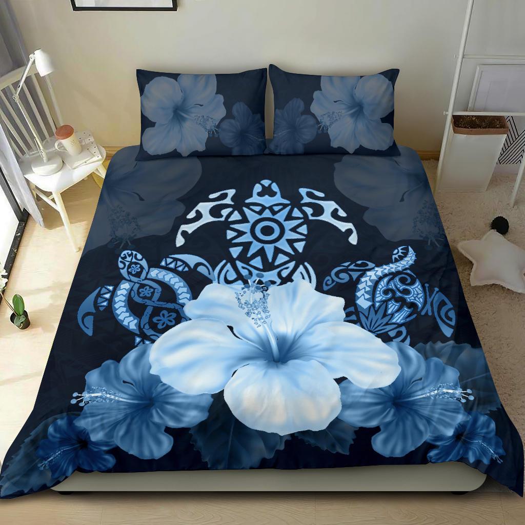 turtle-and-hibiscus-bedding-set-blue-turtle-tribal