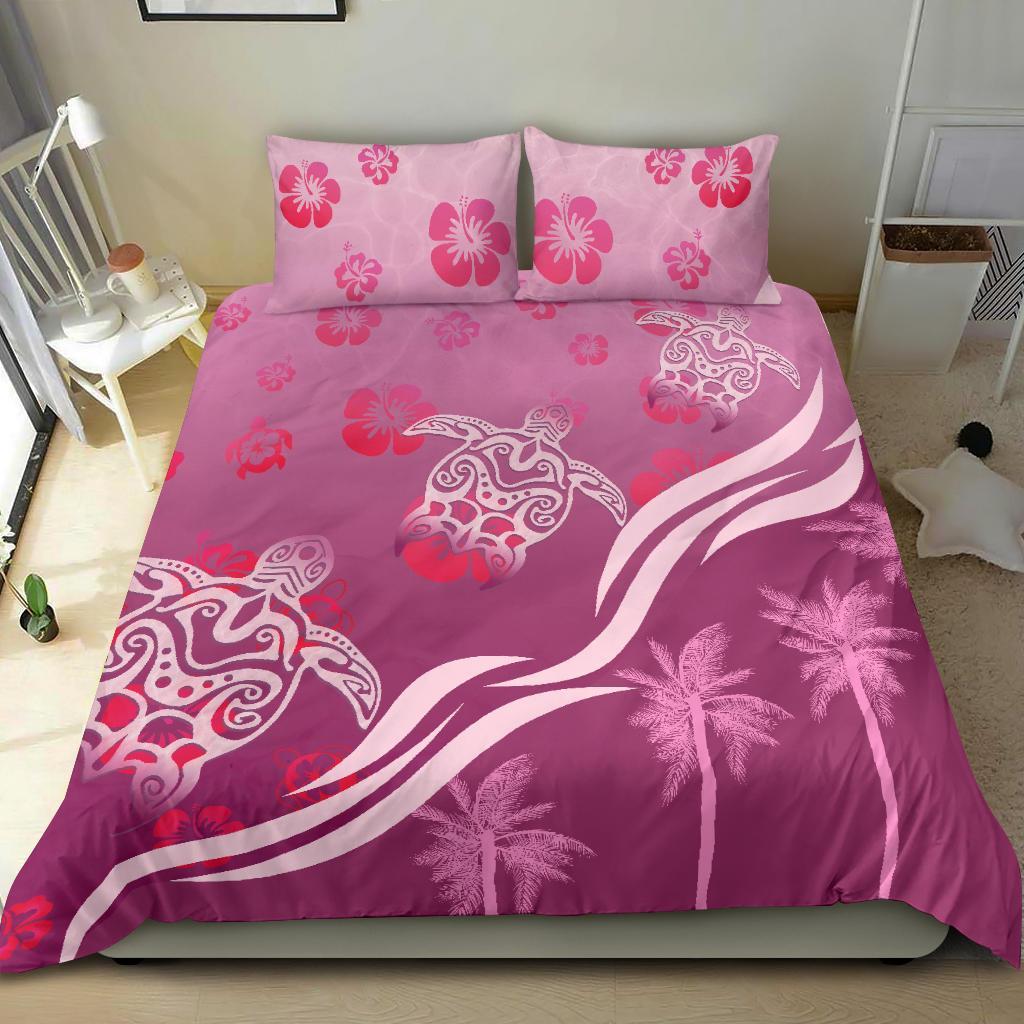 pink-turtle-hibiscus-bedding-set
