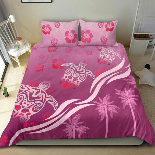 pink-turtle-hibiscus-bedding-set