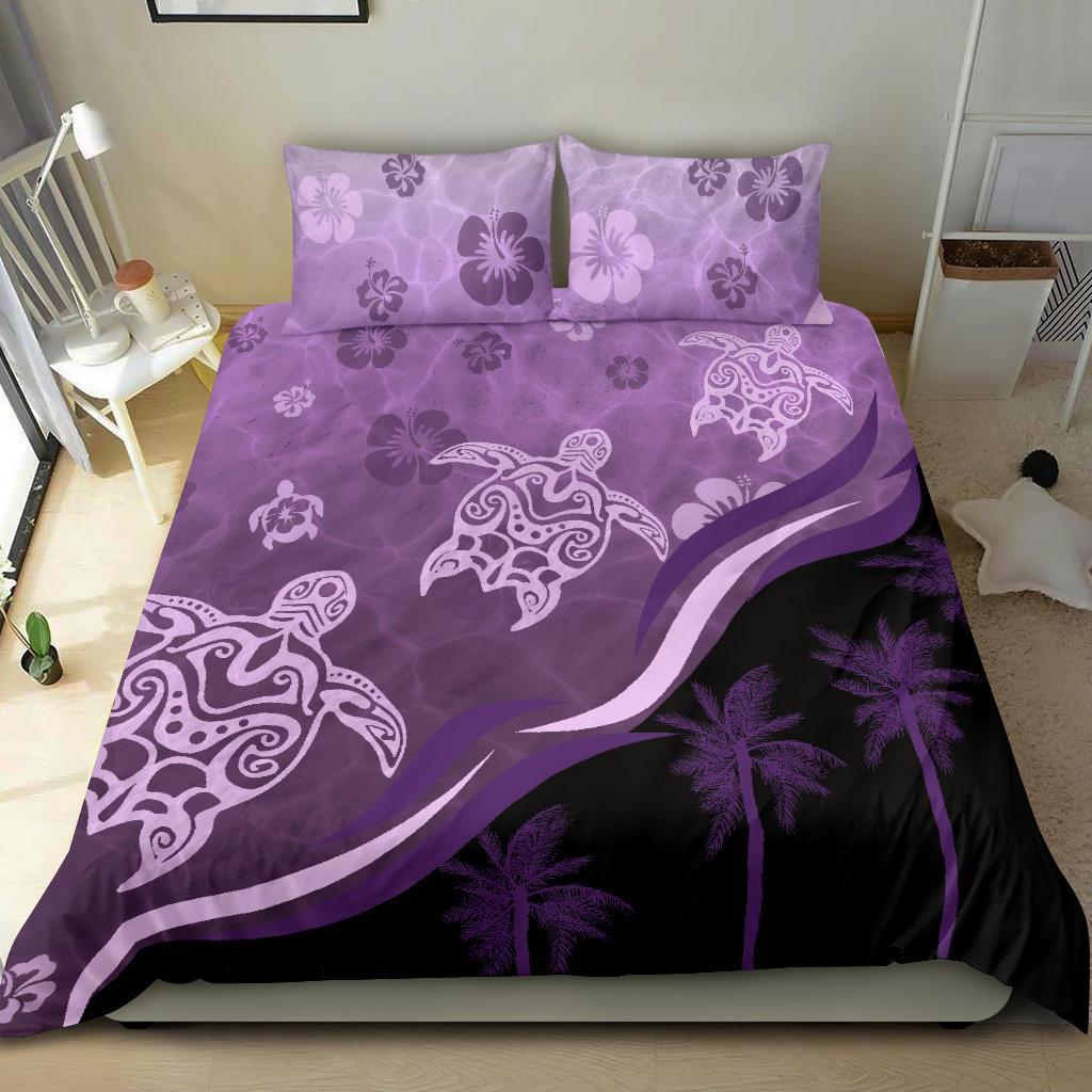 purple-turtle-hibiscus-bedding-set