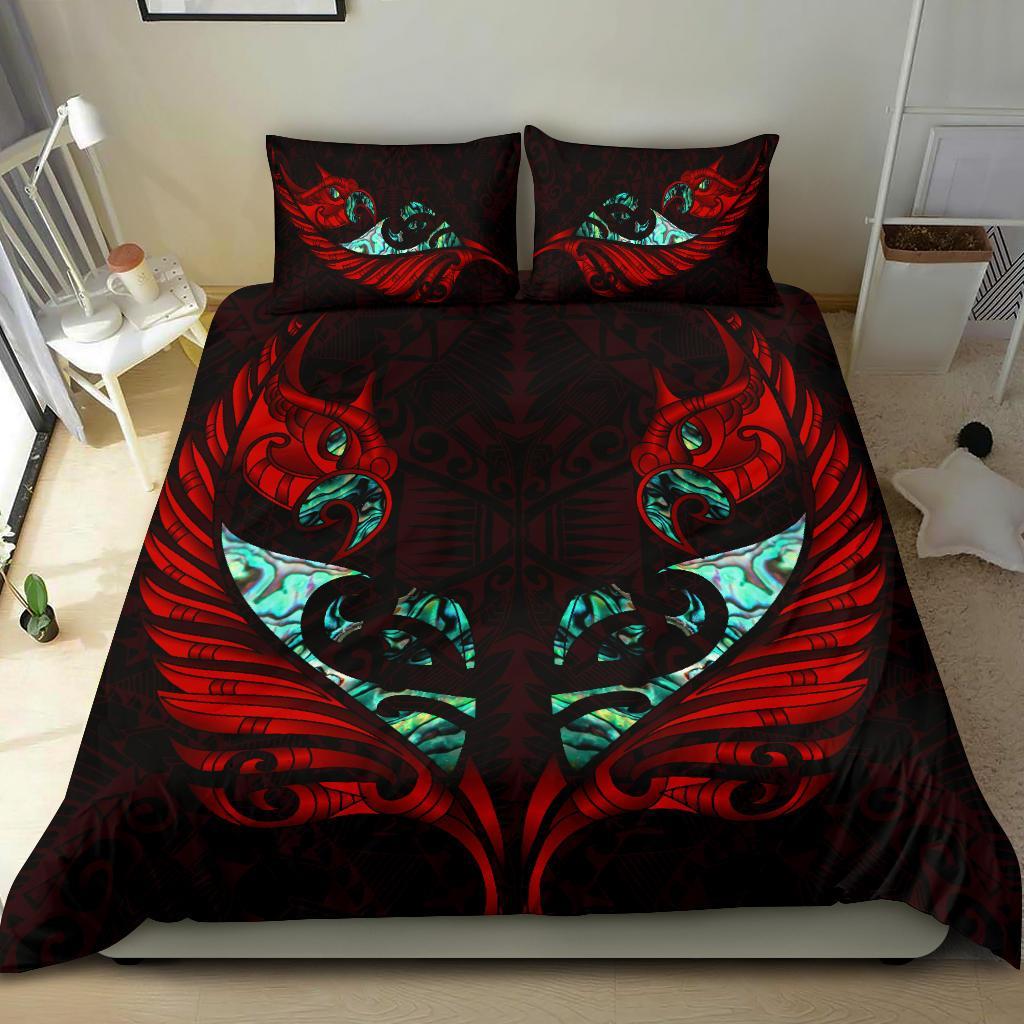 new-zealand-bedding-set-manaia-paua-fern-wing-red