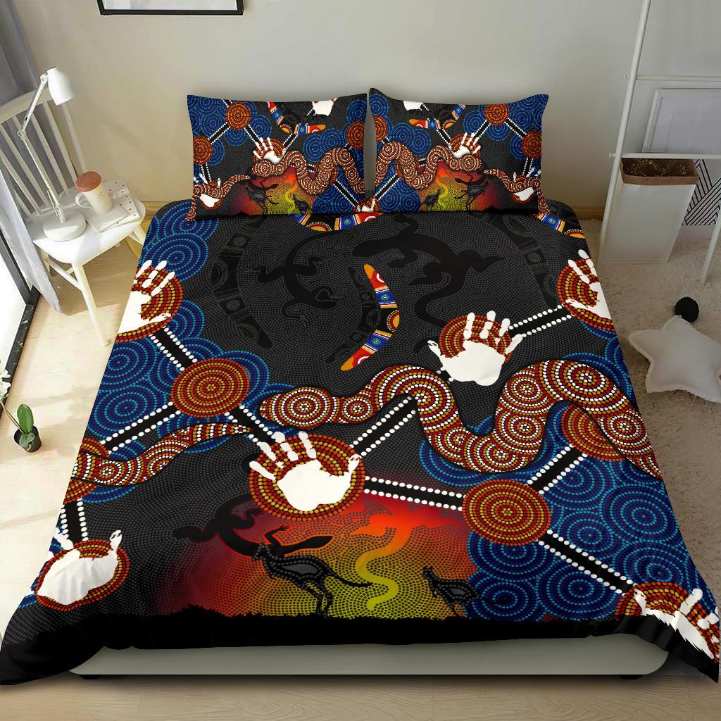 aboriginal-bedding-set-australian-boomerang-and-snake-indigenous-art