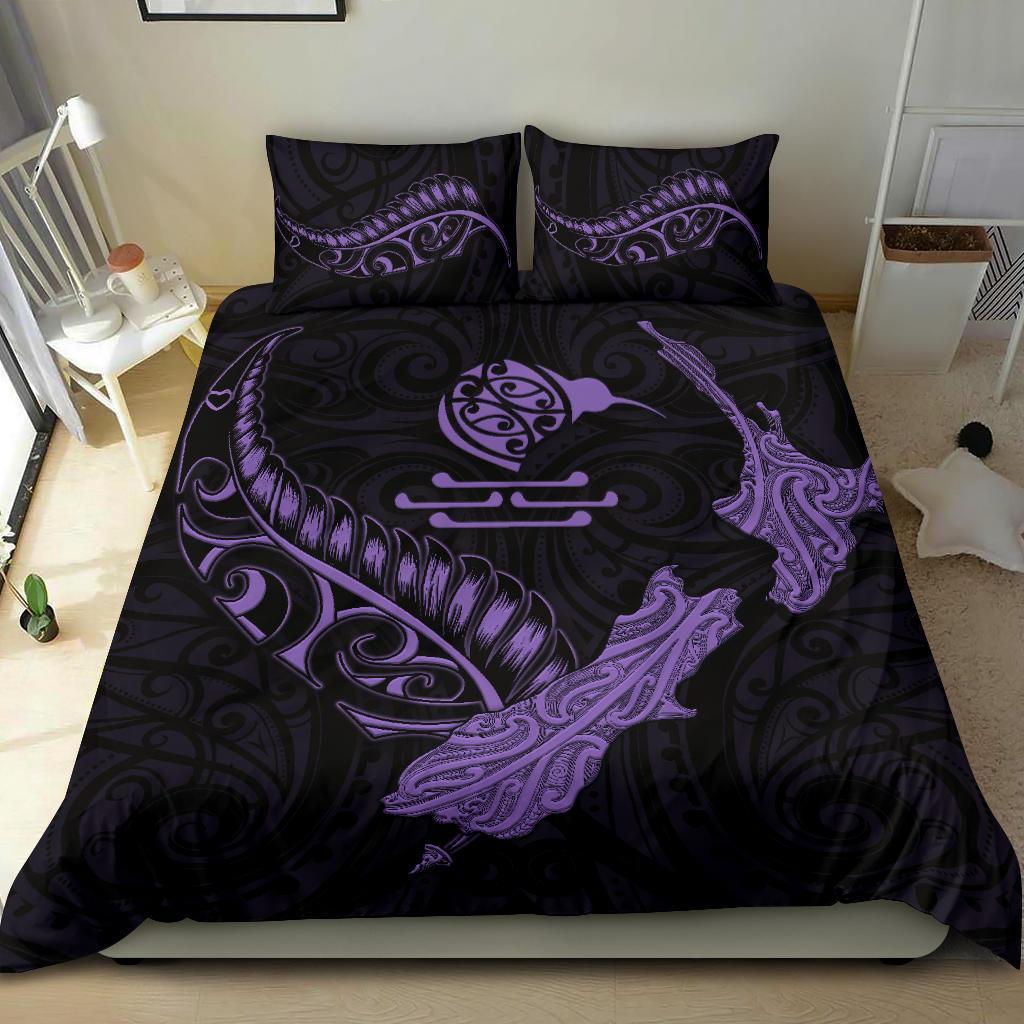 new-zealand-heart-bedding-set-map-kiwi-mix-silver-fern-pastel-purple