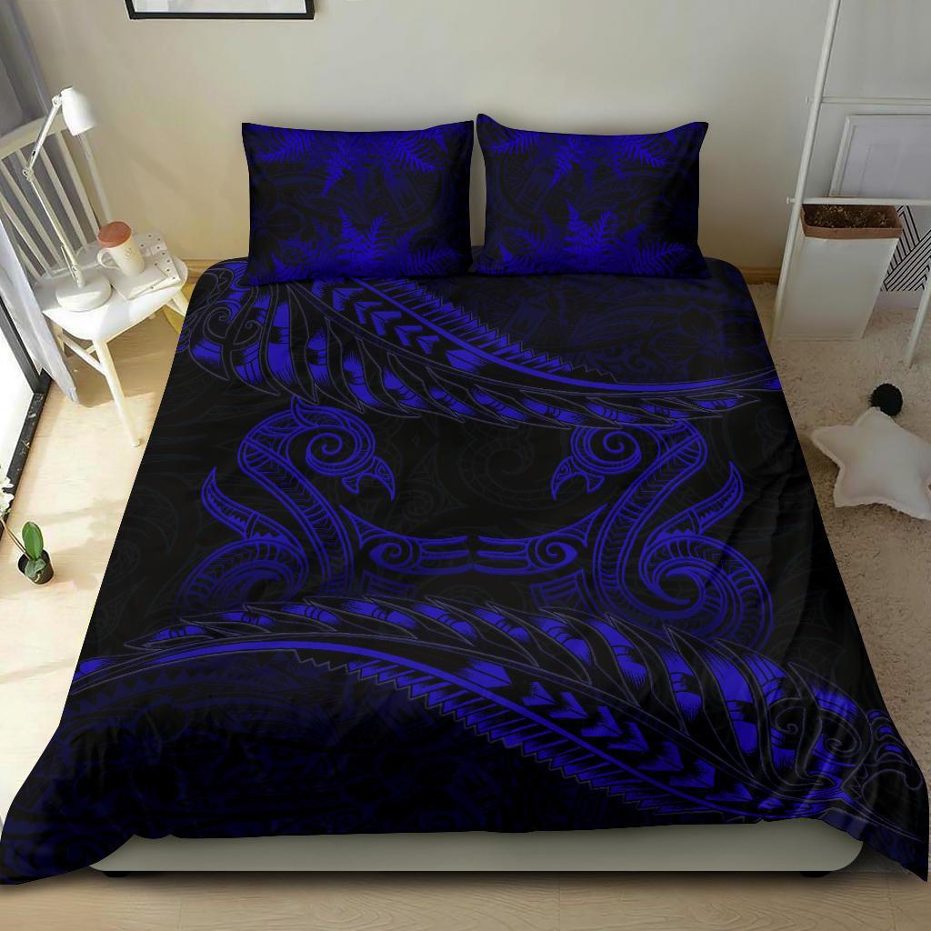 new-zealand-bedding-set-blue-manaia-maori-silver-fern-duvet-cover