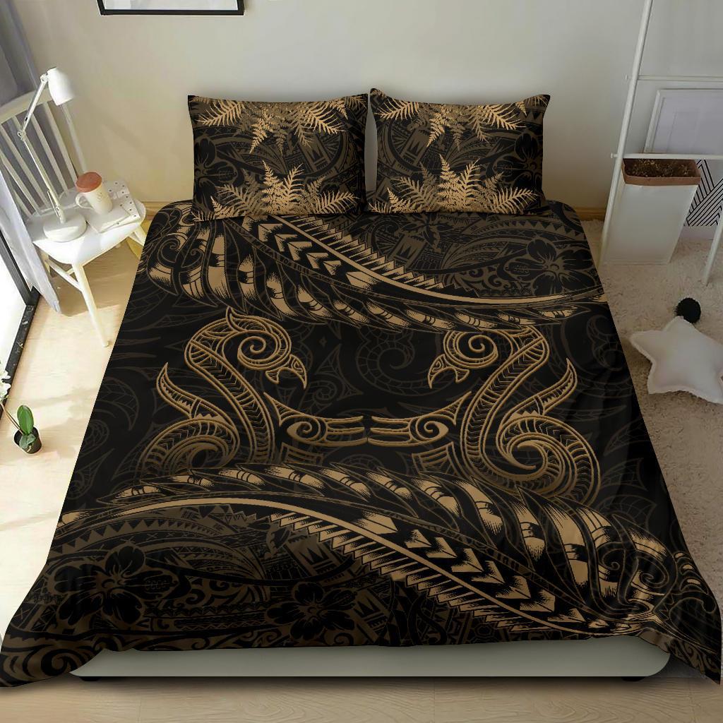 new-zealand-bedding-set-gold-manaia-maori-silver-fern-duvet-cover