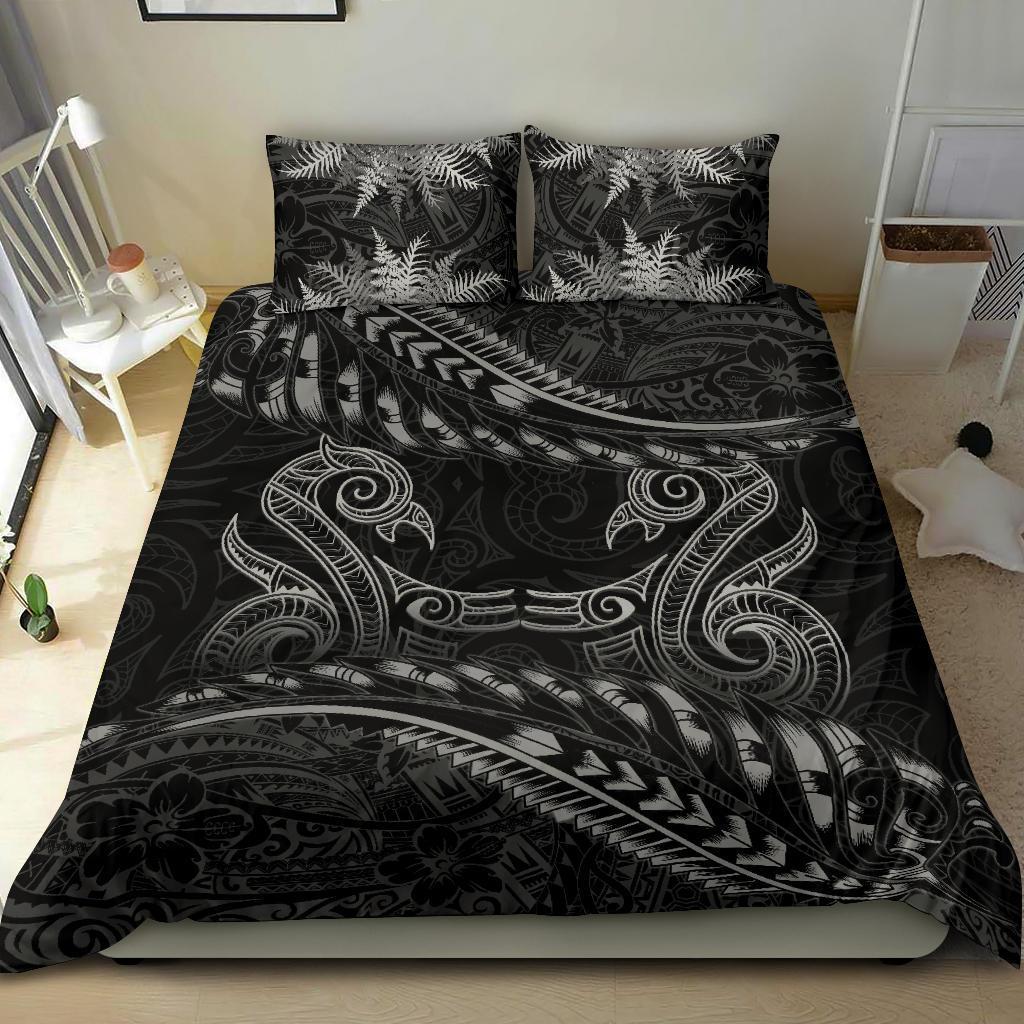 new-zealand-bedding-set-gray-manaia-maori-silver-fern-duvet-cover