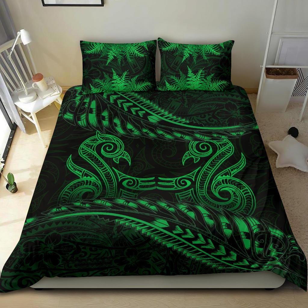 new-zealand-bedding-set-green-manaia-maori-silver-fern-duvet-cover