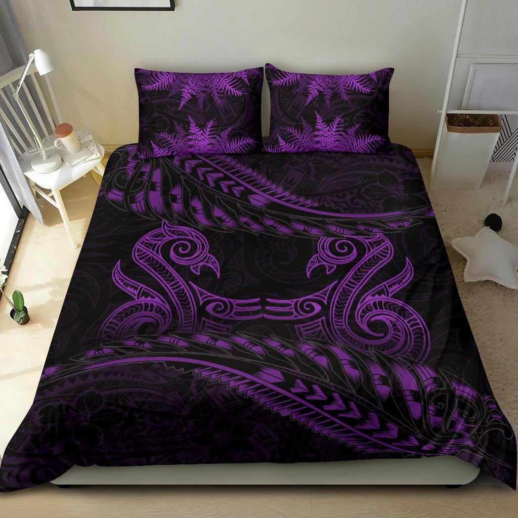 new-zealand-bedding-set-purple-manaia-maori-silver-fern-duvet-cover