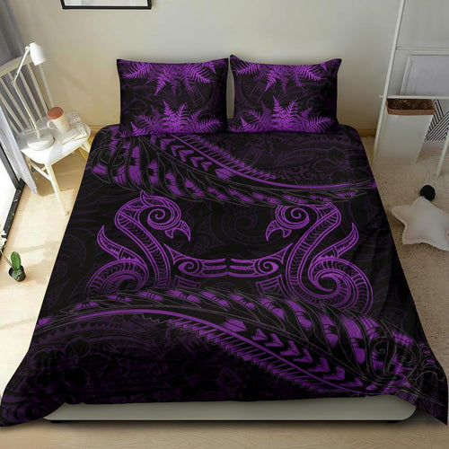 new-zealand-bedding-set-purple-manaia-maori-silver-fern-duvet-cover