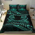 new-zealand-bedding-set-turquoise-manaia-maori-silver-fern-duvet-cover