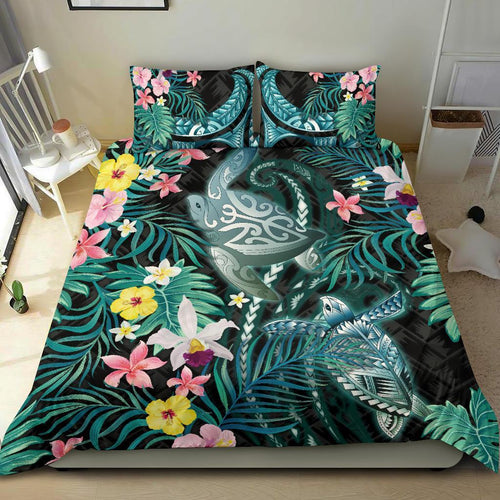turtles-love-bedding-set-hibiscus-with-palm-leaves