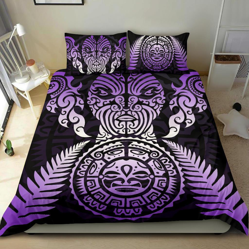 maori-face-fern-new-zealand-bedding-set-purple