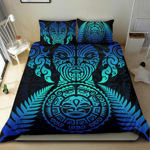 maori-face-fern-new-zealand-bedding-set-blue
