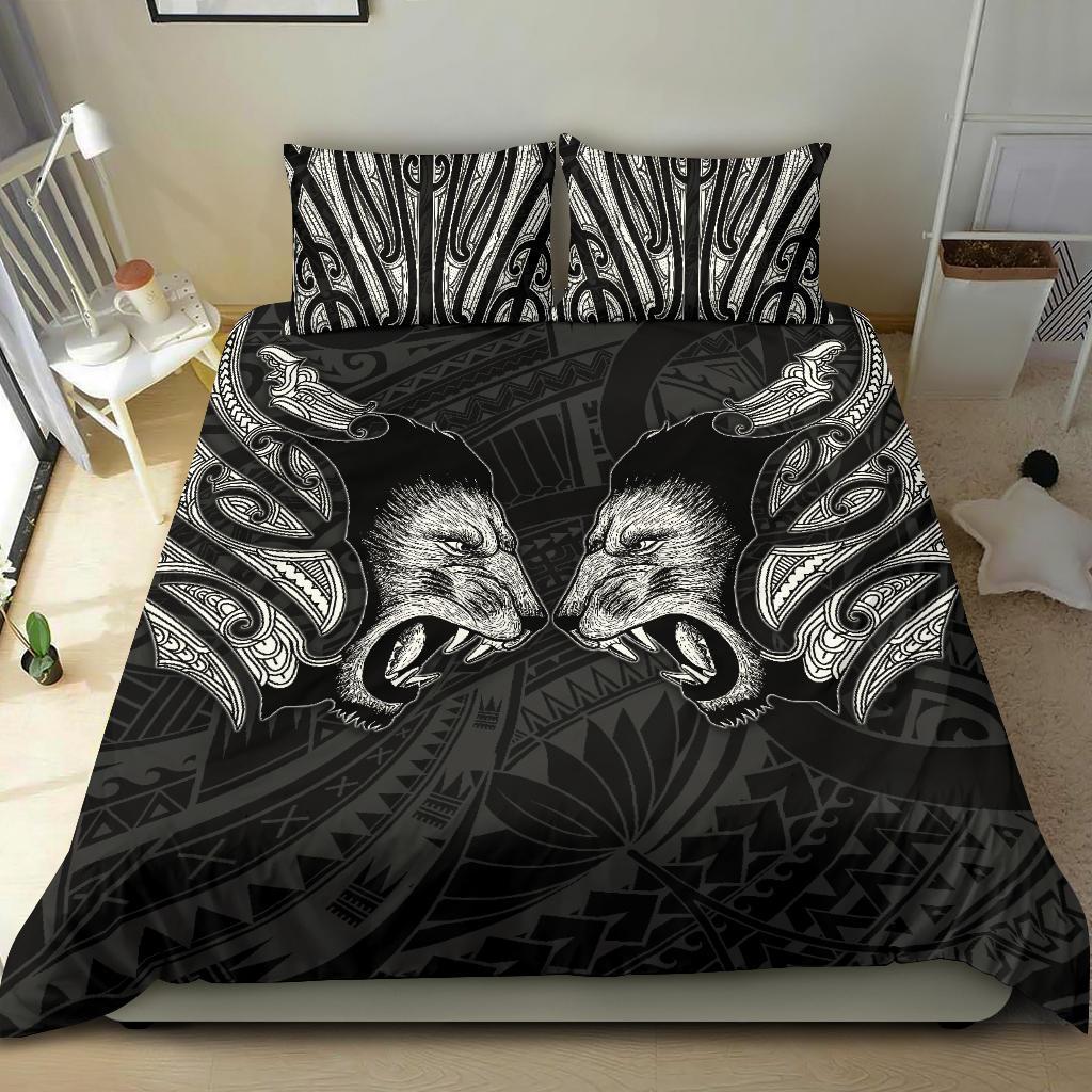 double-lion-maori-tattoo-bedding-set-new-zealand-white