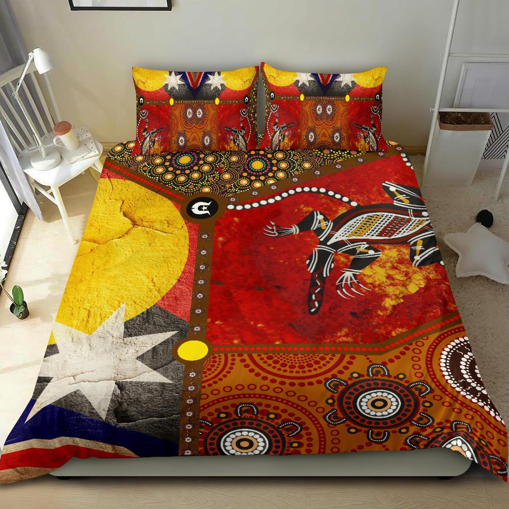 bedding-set-aboriginal-dot-painting-flags-crocodile