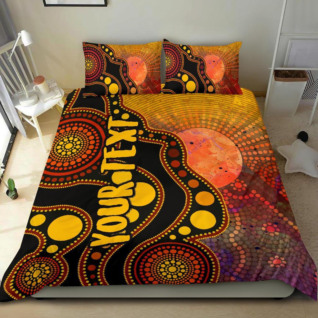 custom-text-aboriginal-bedding-set-australia-indigenous-flag-circle-dot-painting-art-golden