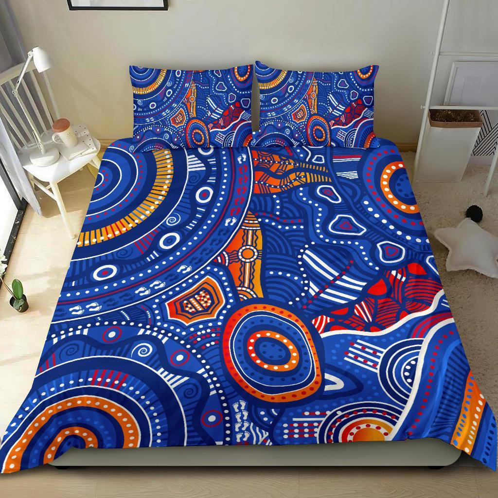 aboriginal-bedding-set-indigenous-footprint-patterns-blue-color