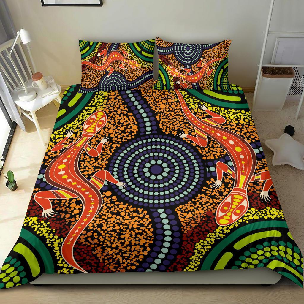 1st-australia-bedding-set-aboriginal-two-lizards-dot-painting-circle